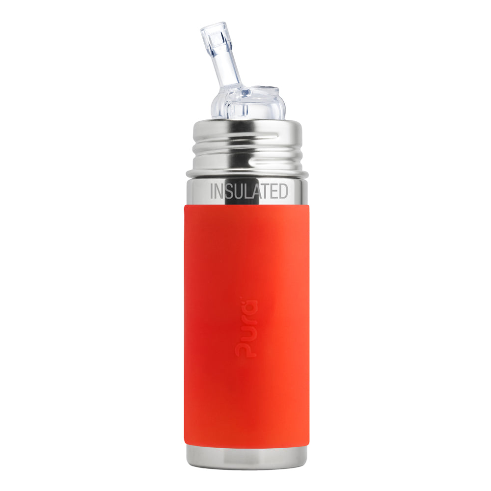 Pura Kiki ISO-Trinkflasche - 260ml - Strohhalm Aufsatz (inkl. Schutzkappe) isolierte Flasche