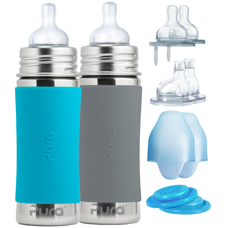 Pura Kiki Trinkflasche - Geschenkset - 2x 325ml Flaschen (inkl. 5x Zubehör)