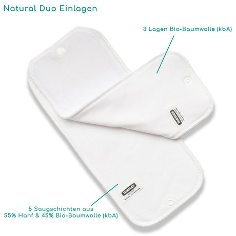 Thirsties - Natural DUO Saugeinlagen - Hanf & Bio-Baumwolle