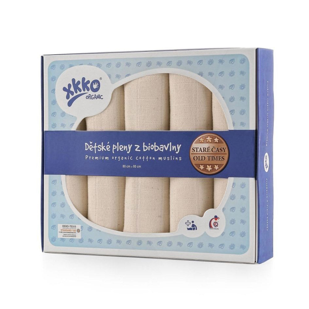 XKKO - Organic Mullwindeln - 100% Bio-Baumwolle (Alte Zeiten) - 80x80cm