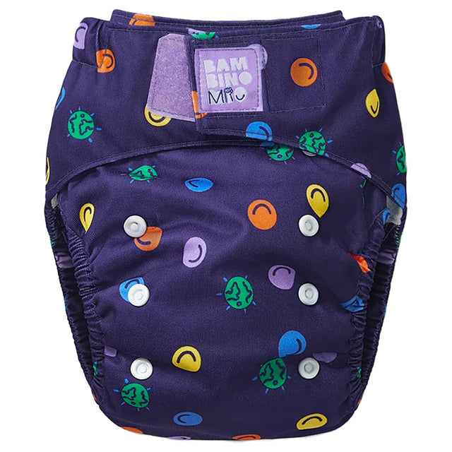 Bambino Mio Revolutionary wiederverwendbare AIO Windel One Size im Design Bounce (Navy mit bunten Punkten)