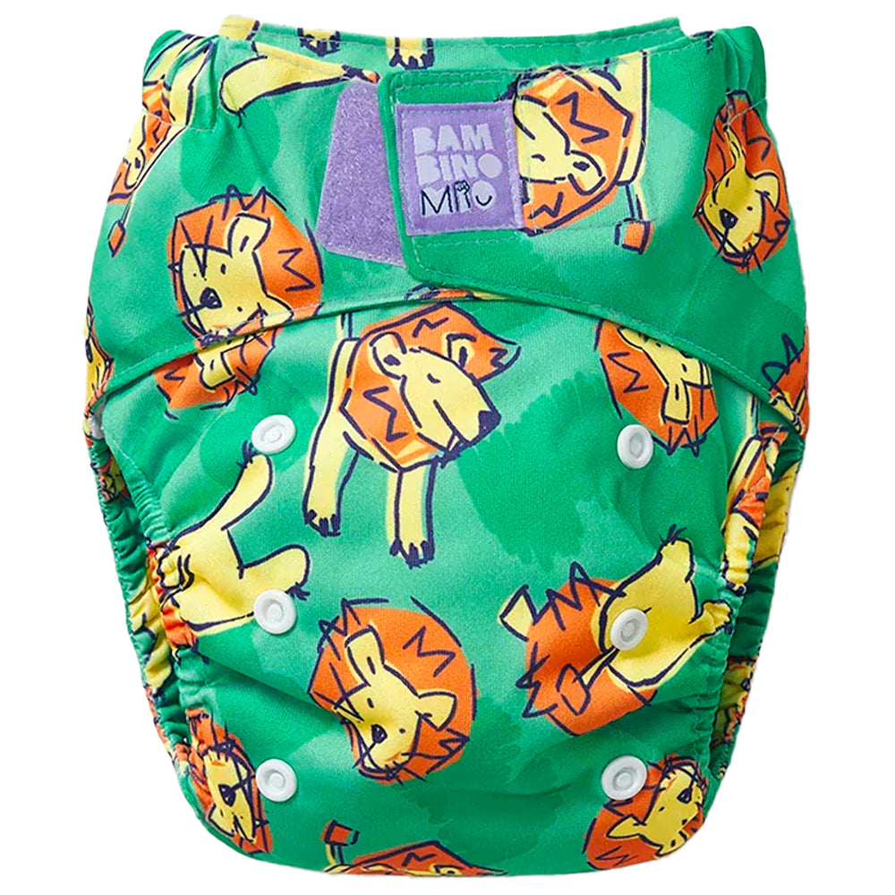 Bambino Mio Revolutionary wiederverwendbare AIO Windel One Size im Design Roar (grün mit Löwen)