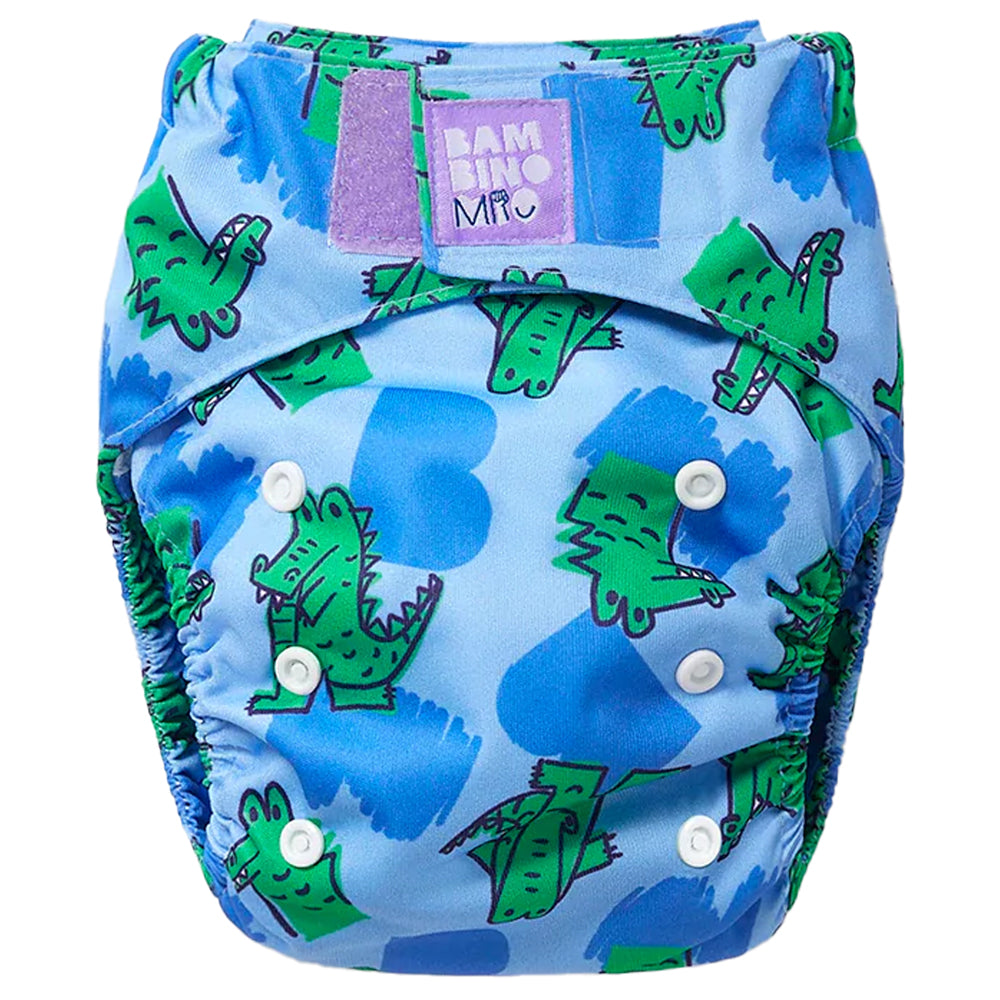 Bambino Mio Revolutionary wiederverwendbare AIO Windel One Size im Design Snap (blau mit Krokodilen)