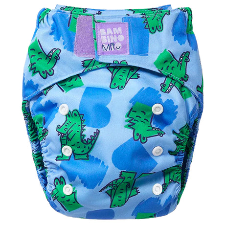 Bambino Mio Revolutionary wiederverwendbare AIO Windel One Size im Design Snap (blau mit Krokodilen)