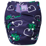 Bambino Mio Revolutionary wiederverwendbare AIO Windel One Size im Design Woosh (Navy mit Blättern)