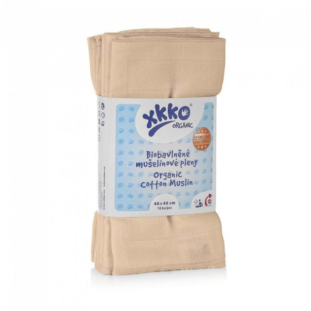 XKKO Mullwindel - 100% Bio-Baumwolle - (10 Stück) - 40x40cm Windeltücher, Stoffwindel-Einlagen, Mull-Handtücher, Spucktücher