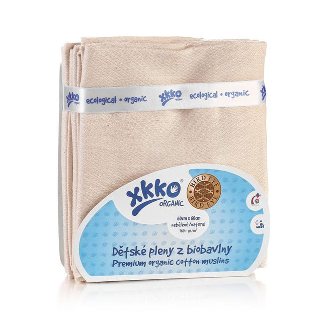 XKKO Mullwindeln - 100% Bio-Baumwolle - besonders saugfähige Bird Eye Webung - 5 Stück - 60x60cm