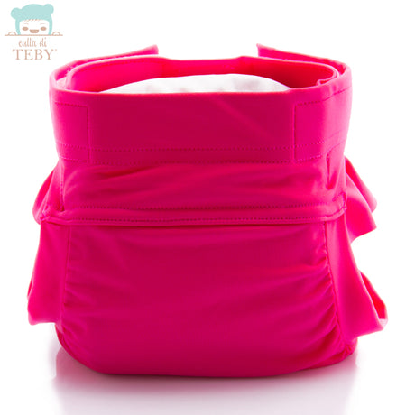 Culla di Teby „Soft Touch“ Überhose und Schwimmwindel im Design Pink (mit Rüschen), von vorn