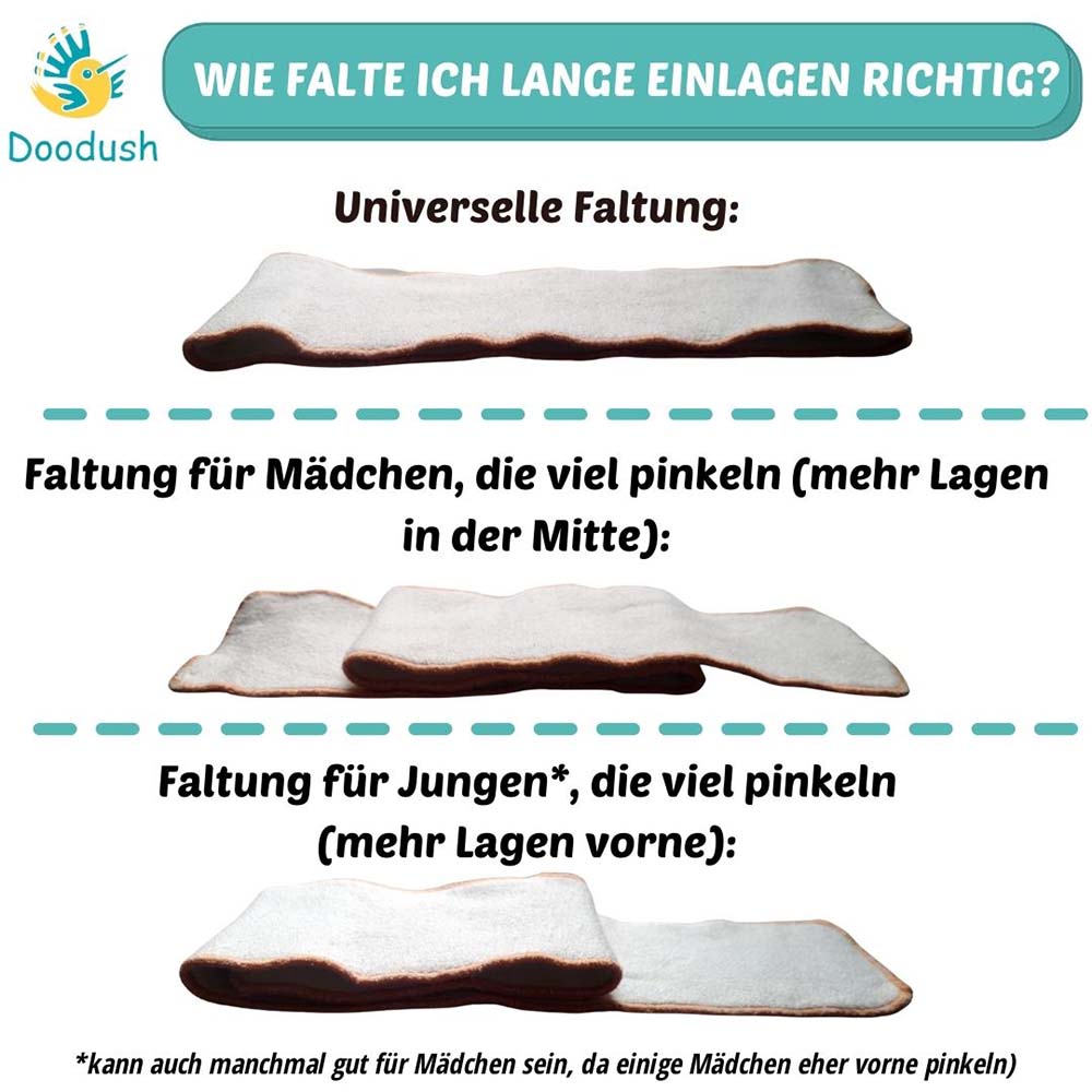 Doodush - vierlagige Bio-Prefold-Saugeinlage (Bio-Baumwolle & Bambus)