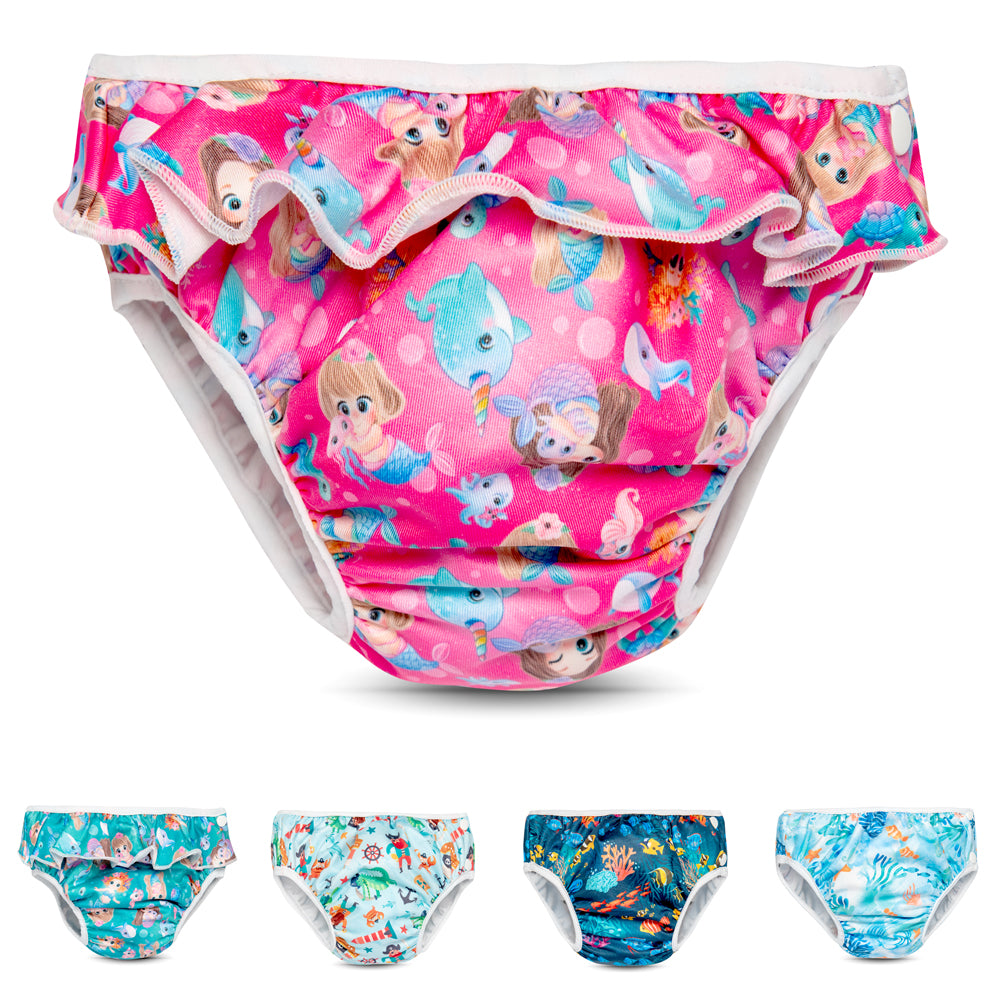 Doodush waschbare Schwimmwindeln Größe M (7–9 kg) – Übersicht der fünf Designs