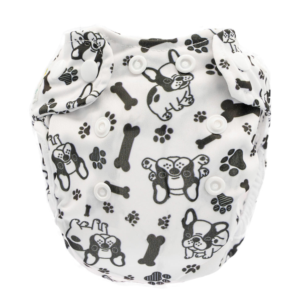 Doodush Überhose V2.0 mit Laschen im Design Bulldog (Hunde), Größe Newborn