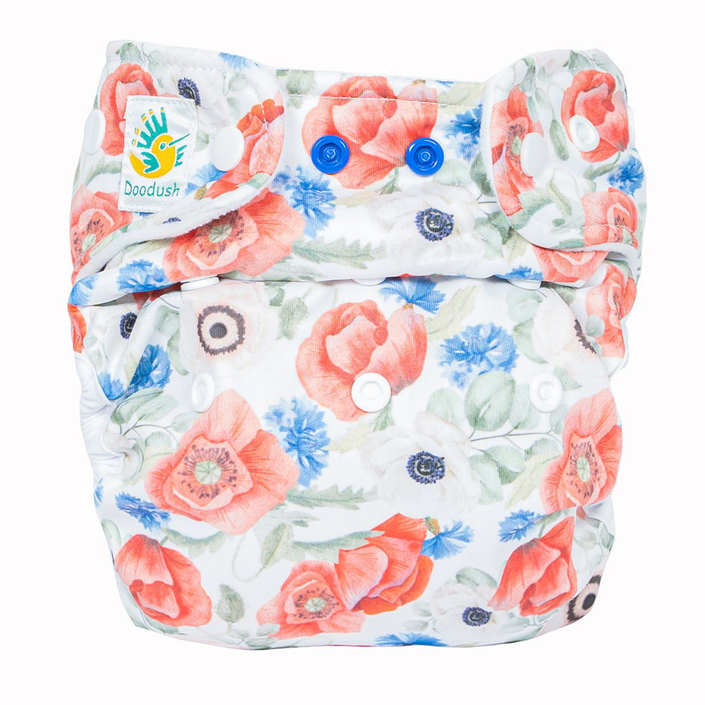 Doodush Überhose V2.0 mit Laschen im Design Field Poppies (Feldblumen), Größe One Size