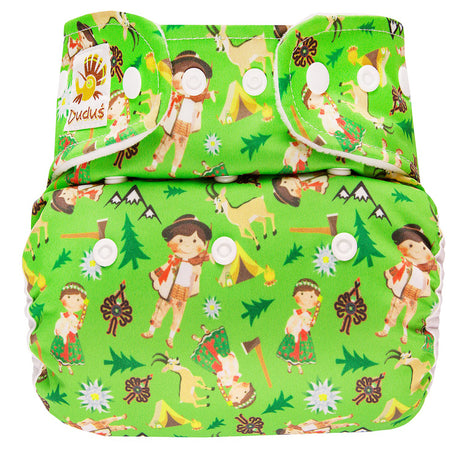Doodush Überhose V2.0 mit Laschen im Design Green Mountains (Berglandschaft), Größe One Size