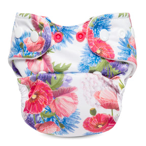 Doodush Überhose V2.0 mit Laschen im Design Poppy Bouquet (Mohnblumenstrauß), Größe Newborn