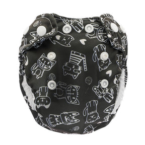 Doodush Überhose V2.0 mit Laschen im Design Retro Cats (Katzen), Größe Newborn