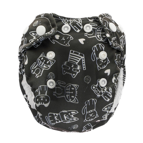 Doodush Überhose V2.0 mit Laschen im Design Retro Cats (Katzen), Größe Newborn