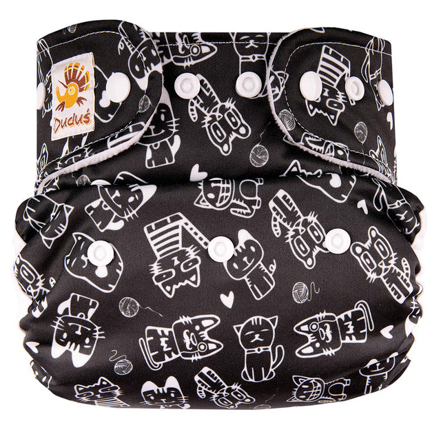 Doodush Überhose V2.0 mit Laschen im Design Retro Cats (Katzen), Größe One Size