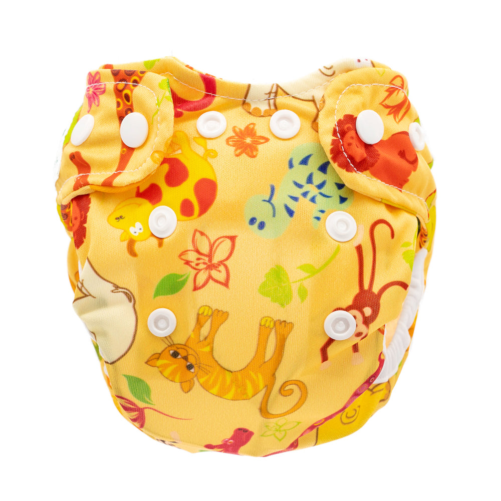 Doodush Überhose V2.0 mit Laschen im Design Sand Safari (Wilde Tiere), Größe Newborn