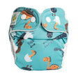 Doodush Überhose V2.0 mit Laschen im Design Turquoise Dinos (Dinosaurier), Größe Newborn