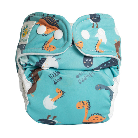 Doodush Überhose V2.0 mit Laschen im Design Turquoise Dinos (Dinosaurier), Größe Newborn