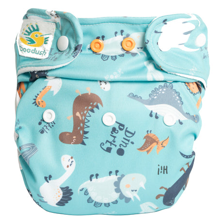 Doodush Überhose V2.0 mit Laschen im Design Turquoise Dinos (Dinosaurier), Größe One Size