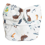 Doodush Überhose V2.0 mit Laschen im Design White Dinos (Dinosaurier), Größe Newborn