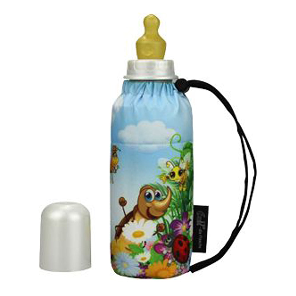 Emil Babyflasche aus Glas 250 ml – Komplettset mit Polyester-Überzug im Design Beetles