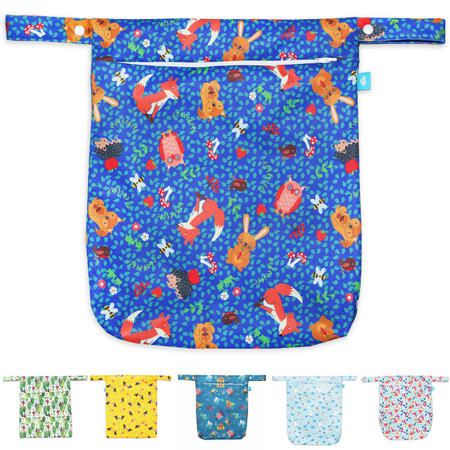 Little Clouds einfache Nasstasche (Wetbag) Größe L im Design Wikinger, darunter alle erhältlichen Designs als Farbleiste