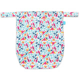 Little Clouds einfache Nasstasche (Wetbag) Größe L im Design Papageien von vorn mit Reißverschluss und Druckknopf-Schlaufe