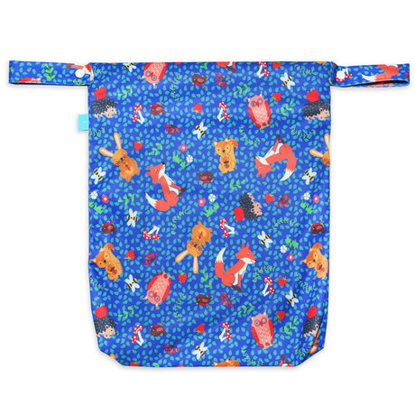 Little Clouds einfache Nasstasche (Wetbag) Größe L im Design Waldtiere von hinten