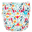 Little Clouds Prefold-Überhose aus PUL im Design Papageien von vorn mit Druckknopfleiste zur Größenanpassung