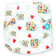Little Clouds SwimCloud Schwimmwindel Größe 1 im Design Igel von vorn: bunte Igel und Herzen auf weißem Grund
