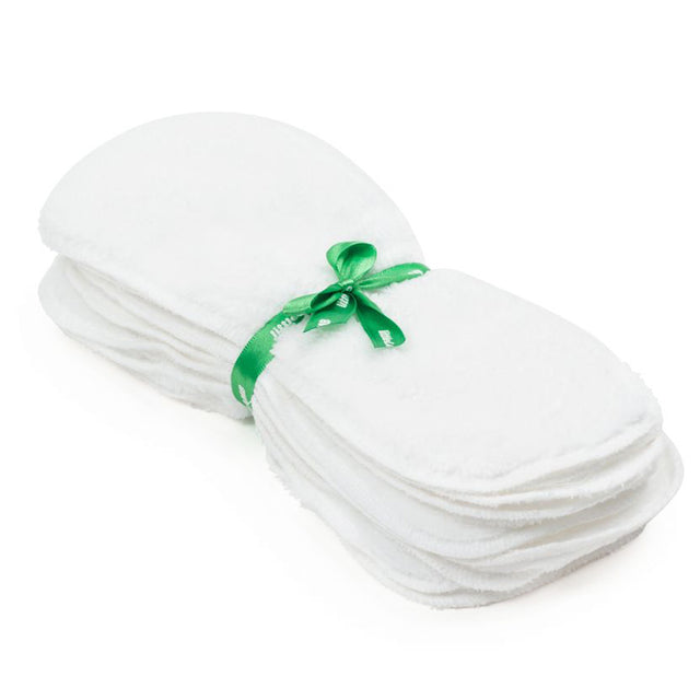 Zehn weiße Little Lamb Fleece Liner im Stapel mit grüner Schleife, waschbares Windelvlies