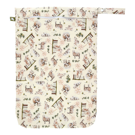 Little Lamb Hanging Nappy Pail XL im Design Loving Ewe mit Schäfchen auf Creme, von vorn mit Reißverschluss und Schlaufe