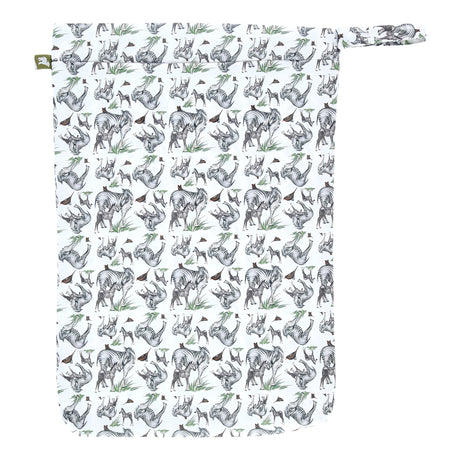 Little Lamb Hanging Nappy Pail XL im Design Show your Stripes mit Zebras auf Weiß, von vorn mit Reißverschluss und Schlaufe