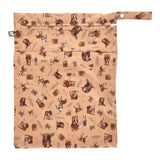 Little Lamb Nasstasche Größe L im Design I love moo mit Kälbchen auf Pfirsich, von vorn mit Trockenfach und Schlaufe