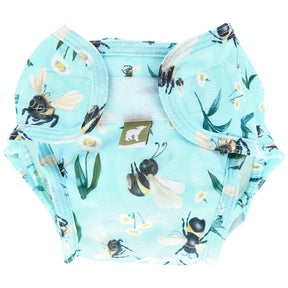 Little Lamb waschbare Schwimmwindel im Design Bumble Bee Blues mit Hummeln auf Türkis, mit seitlichem Klettverschluss