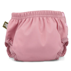 Little Lamb Töpfchentrainingshose in Rosa von vorn mit seitlichen Druckknöpfen und Etikett