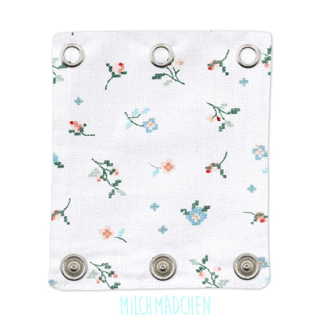 Milchmädchen Bodyverlängerung (Bodyerweiterung) einzeln im Design kleine Blumen – Größe 2 (Druckknopf Ø 9,1 mm)