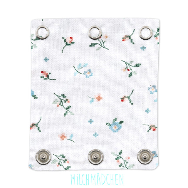 Milchmädchen Bodyverlängerung (Bodyerweiterung) einzeln im Design kleine Blumen – Größe 2 (Druckknopf Ø 9,1 mm)
