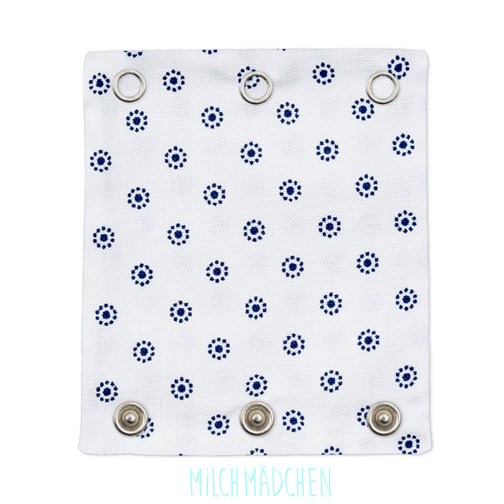 Milchmädchen Bodyverlängerung (Bodyerweiterung) einzeln im Design Kreise Blau – Größe 1 (Druckknopf Ø 7,7 mm)