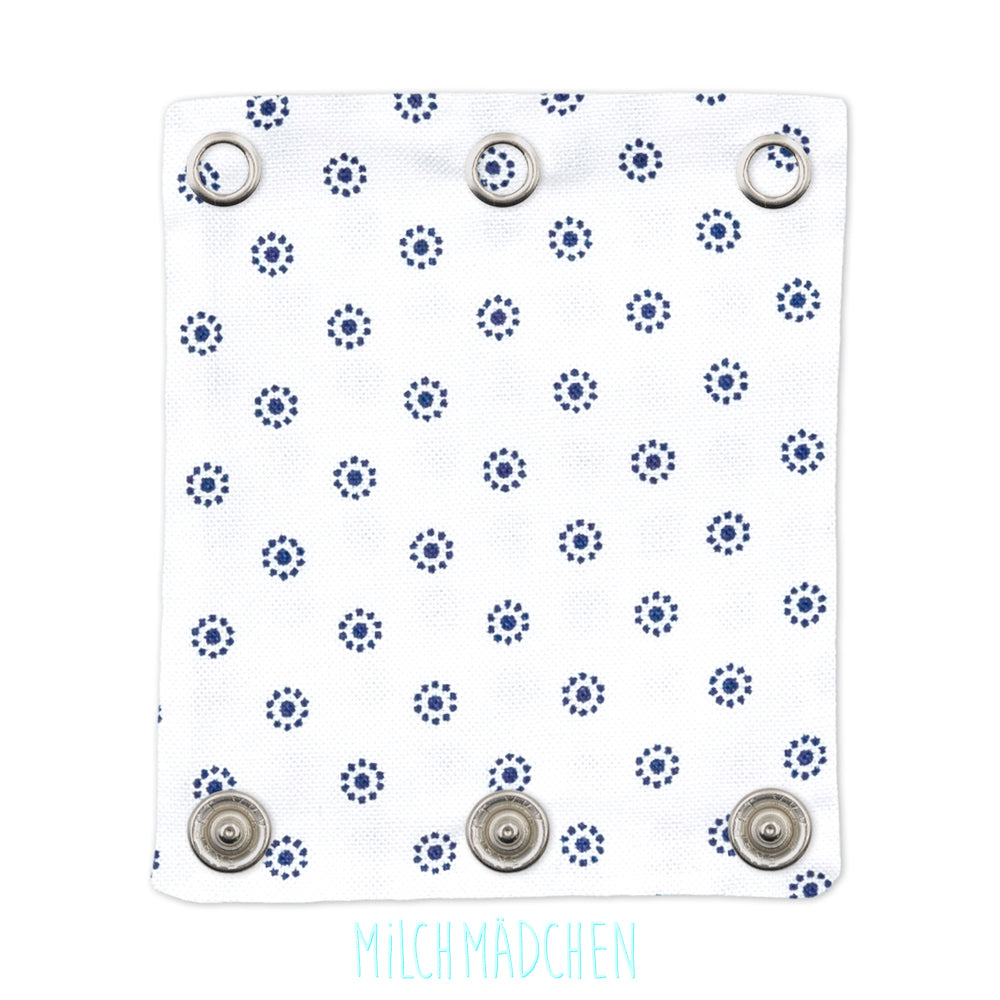 Milchmädchen Bodyverlängerung (Bodyerweiterung) einzeln im Design Kreise Blau – Größe 2 (Druckknopf Ø 9,1 mm)