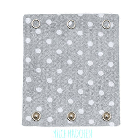 Milchmädchen Bodyverlängerung (Bodyerweiterung) einzeln im Design Punkte Grau – Größe 1 (Druckknopf Ø 7,7 mm)
