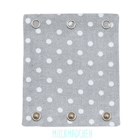 Milchmädchen Bodyverlängerung (Bodyerweiterung) einzeln im Design Punkte Grau – Größe 1 (Druckknopf Ø 7,7 mm)