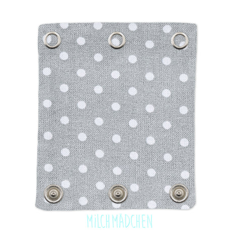 Milchmädchen Bodyverlängerung (Bodyerweiterung) einzeln im Design Punkte Grau – Größe 2 (Druckknopf Ø 9,1 mm)