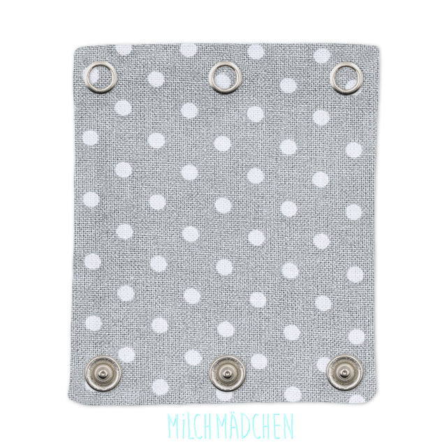 Milchmädchen Bodyverlängerung (Bodyerweiterung) einzeln im Design Punkte Grau – Größe 2 (Druckknopf Ø 9,1 mm)