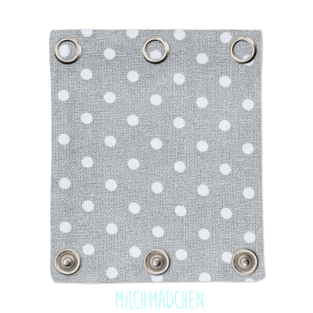 Milchmädchen Bodyverlängerung (Bodyerweiterung) einzeln im Design Punkte Grau – Größe 3 (Druckknopf Ø 9,7 mm)