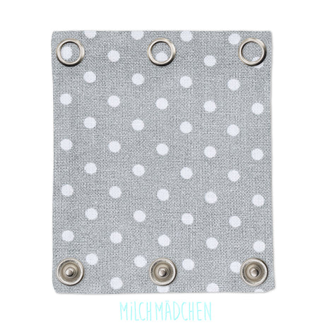 Milchmädchen Bodyverlängerung (Bodyerweiterung) einzeln im Design Punkte Grau – Größe 3 (Druckknopf Ø 9,7 mm)