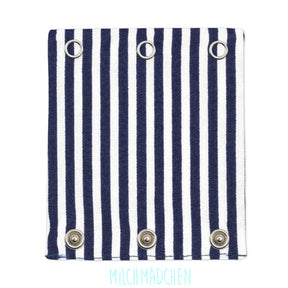 Milchmädchen Bodyverlängerung (Bodyerweiterung) einzeln im Design Streifen Navy – Größe 1 (Druckknopf Ø 7,7 mm)
