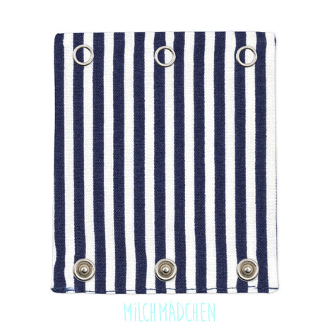 Milchmädchen Bodyverlängerung (Bodyerweiterung) einzeln im Design Streifen Navy – Größe 1 (Druckknopf Ø 7,7 mm)